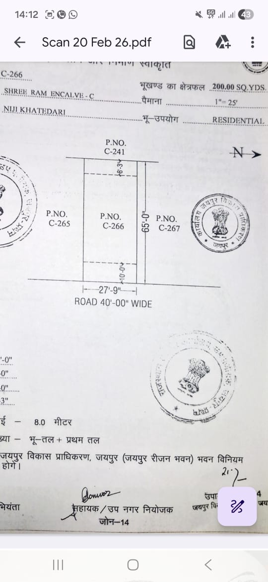 Plot no C-266 SHRI RAM ENCLACE -C jda patta near prahladpura ind.area