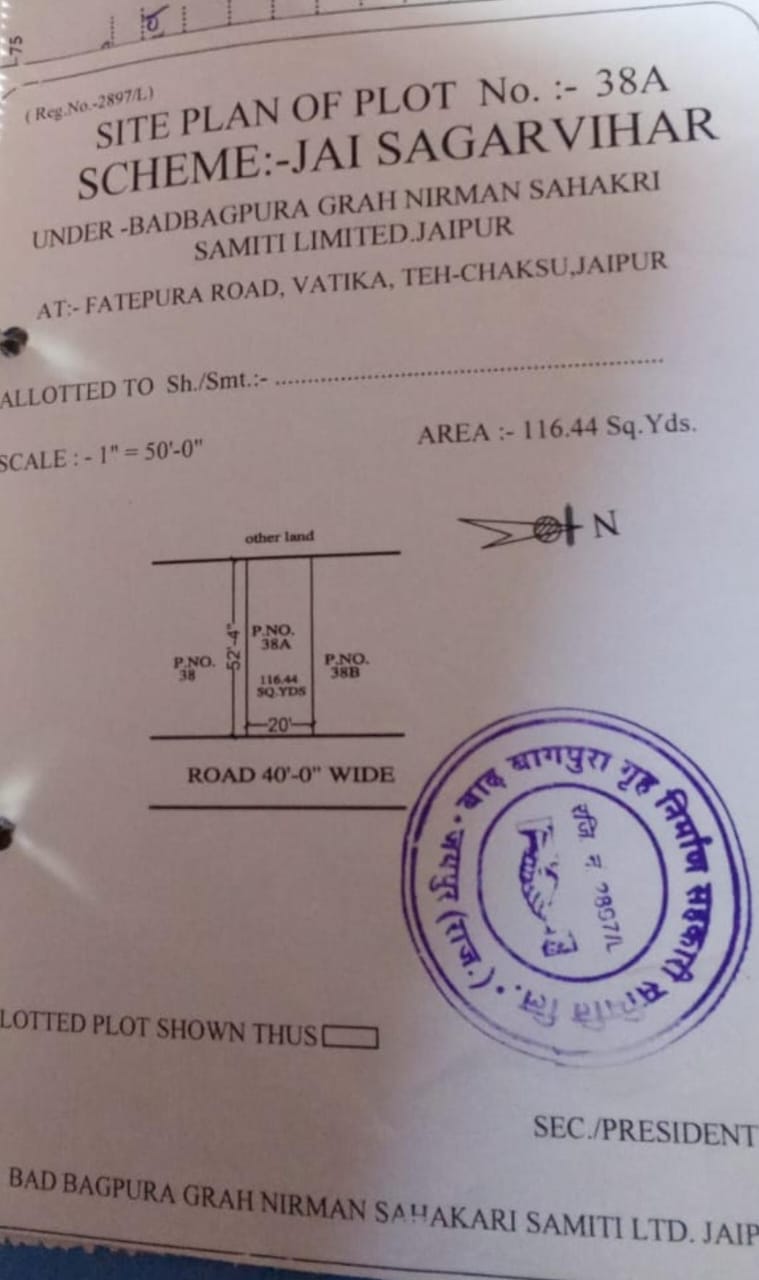 Plot no 38A JAI SAGAR  VIHAR FATEHPURA ROAD VATIKA